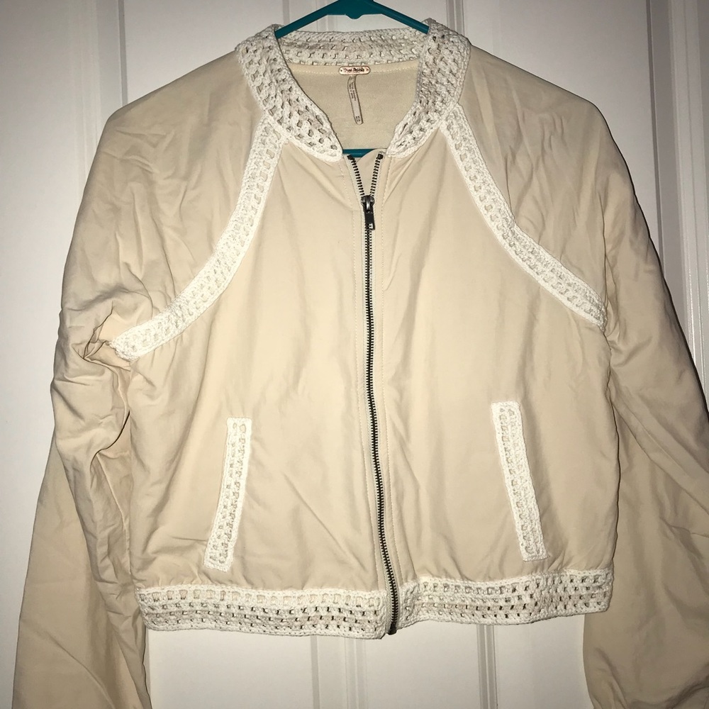 Free People Bomber Crochet Jacket XS